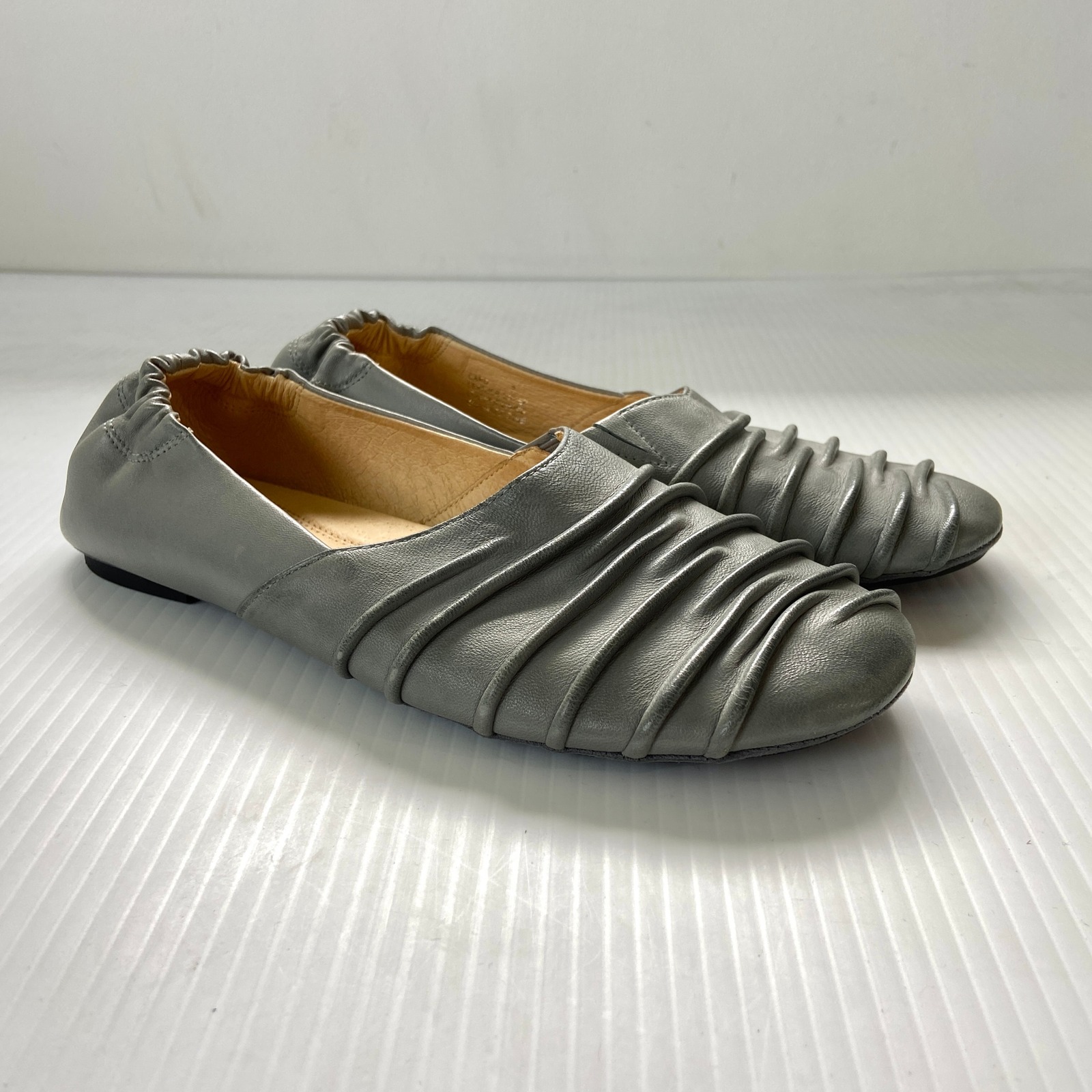 Chocolat Blu Caro Leather Flats Blue Gray Womens 7